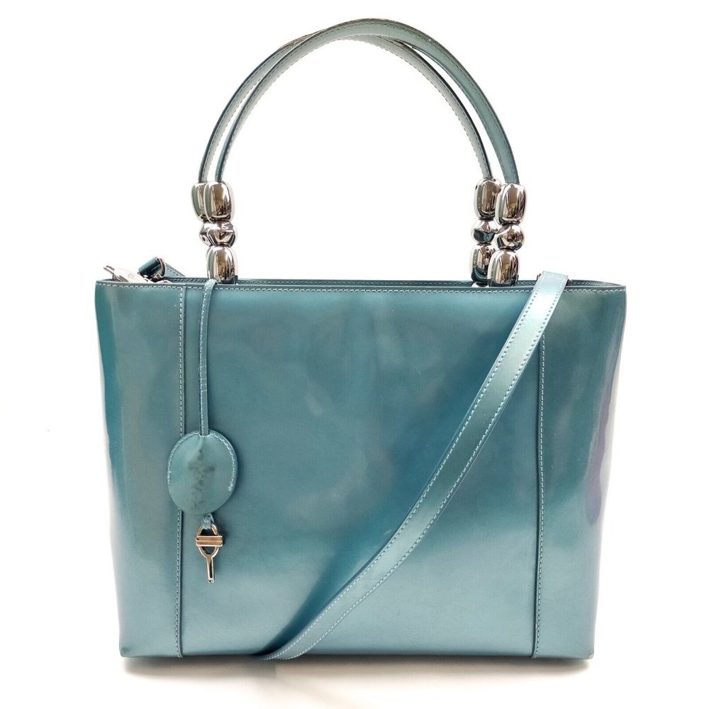 Christian Dior Hand Bag Blue Enamel